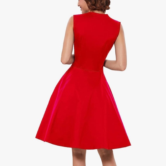 New Red Polka Dot Rockabilly Retro Sleeveless Summer Swing Dress Sz S - Picture 2 of 9